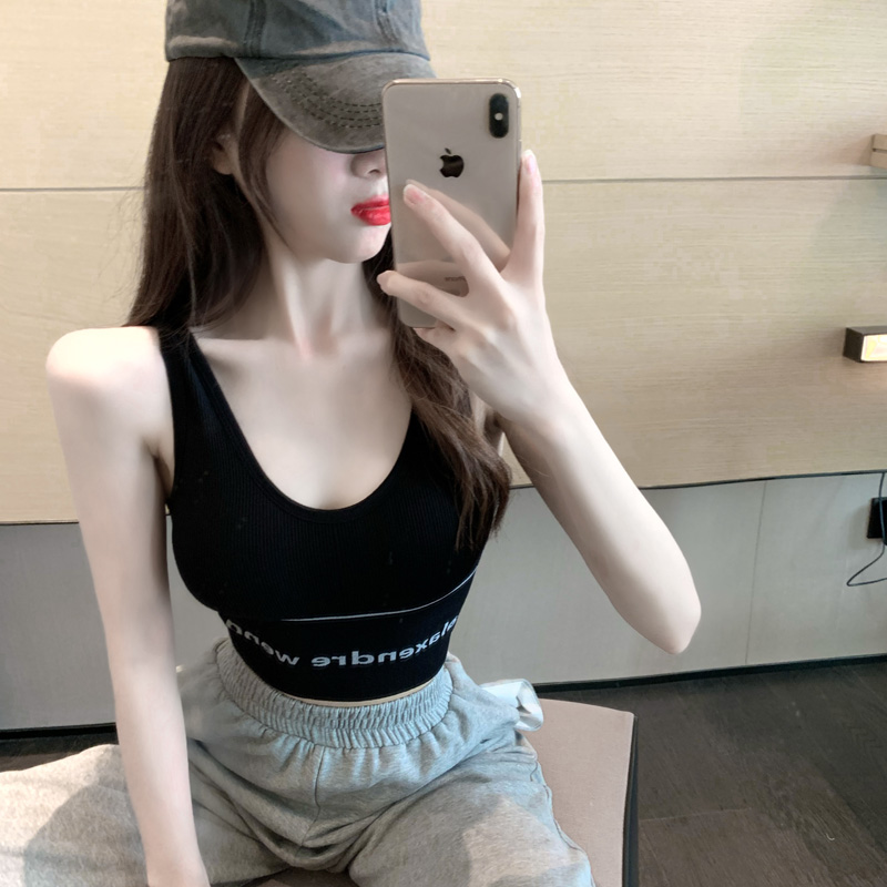 实拍实价 泫雅网红美背吊带背心女外穿性感u型内衣字母文胸内搭潮