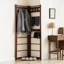 Solid wood coat rack vertical corner hanger floor corner hanger bedroom corner wall rack against wall