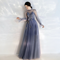 Dress female 2022 new summer toast long-sleeved wedding celebrity dinner annual meeting host party western fairy dress