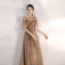 Toast evening dress female 2022 new summer host banquet performance annual meeting fairy temperament long skirt elegant and advanced