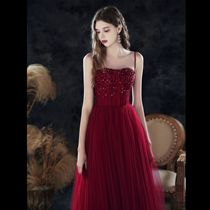 Toast clothing bride 2022 new summer dinner suspender dress host small temperament heavy industry texture light luxury