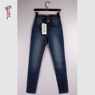 bs2b/小魔鱼专柜正品绣花小直脚长裤秋冬弹力纤瘦女牛仔裤320223