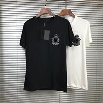 Summer Tide New Crown Badge Embroidery Brief Comfort Casual 100 hitch 100 hitch round collar short sleeve T-shirt