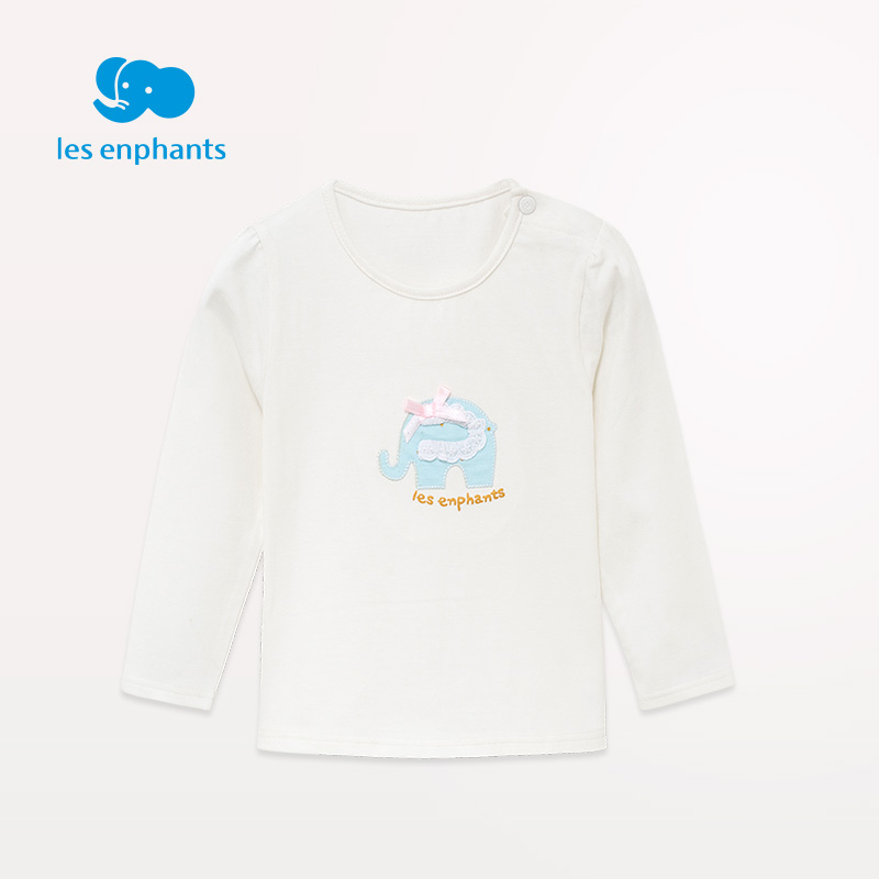 丽婴房童装 女童可爱小象图案圆领t恤 儿童舒适上衣 2017春新