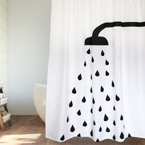 Customized white shower curtain Nordic bathroom cloth thickened waterproof and mildew proof shower curtain curtain toilet simple curtain