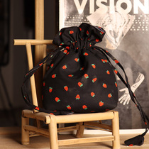 Senteal small freshener minimalist portable bouquet with zero money bag cotton linen printed mobile phone pumping rope lipstick red makeup bag