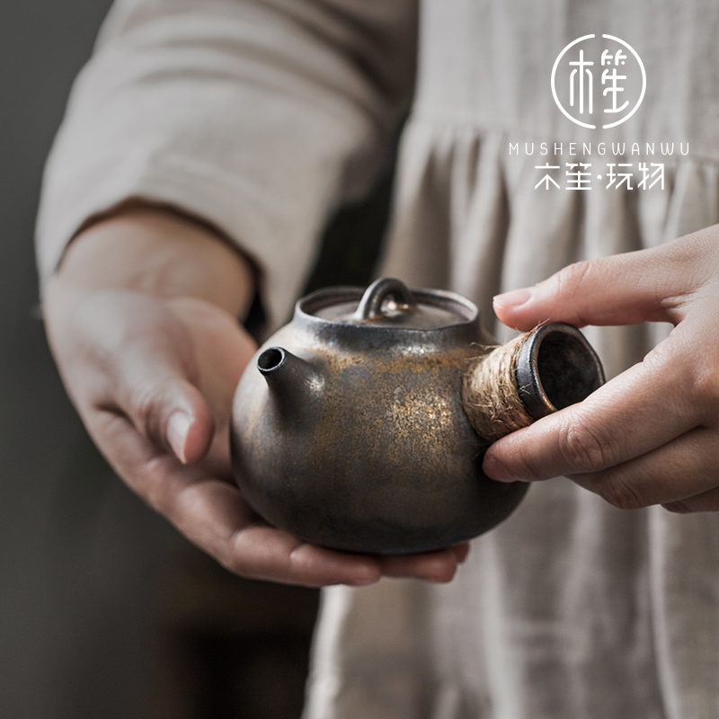 Little teapot Japanese household ceramics kung fu personal pot of retro move side "bringing filter thumb tea pot pot