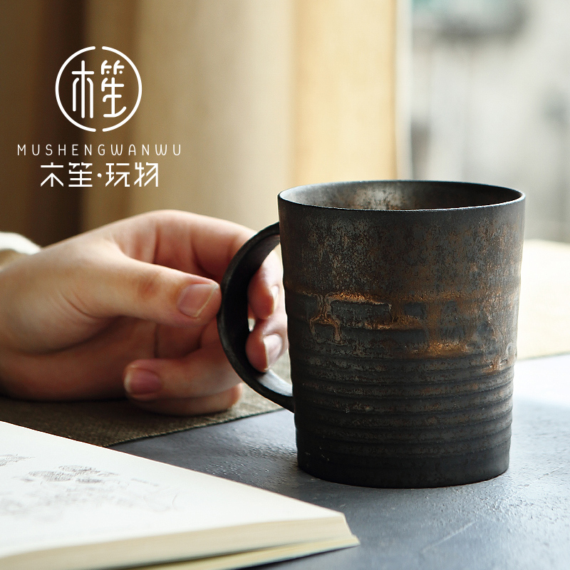 Japanese ceramic mugs move household retro art glass creative individual cup gold glaze glass office