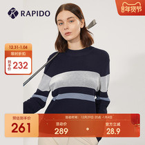 RAPIDO Bolt Road Spring new lady fashion and half-high collar striped sports T-shirt mall