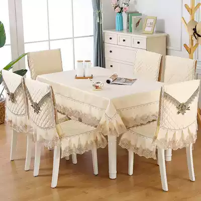 Nordic style high-end atmospheric household fabric dining table set one-piece chair cushion set Chair cushion backrest integrated cover