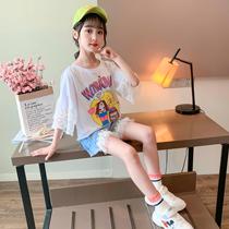 Girl short sleeve T-shirt Summer 2022 new Korean version of the Korean version of the girl lace lace lace and half sleeve girl to beat the undershirt