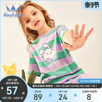 Children with water and girls with short sleeves T-shirts Summer new children's striped tops