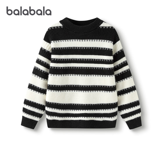 Balabala boys sweater medium-sized children's striped sweater children's pull-up warm top winter clothes new children's clothing Balabala boys sweater medium-sized children's striped sweater children's pull-up warm top winter clothes new children's clothing