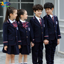 Childrens school uniform suit College suit primary school students British style suit spring and autumn boys female class uniform kindergarten Garden uniform