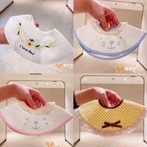 Baby double-sided pure cotton waterproof spat towel 360 degrees rotatable baby bib anti-puff milk suction enclosure neck