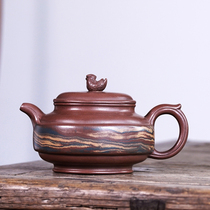 Early one-factory Cultural Revolution purple clay pot Taiwan reflux old pot famous Zhou Guizhen handmade old purple clay Mandarin Duck pot