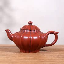 Early one-factory Cultural Revolution old Purple Sand pot Taiwan Reflow sketch Handmade Gu Jingzhou Old Zhu Mud Tendon pattern Laughing Cherry Pot