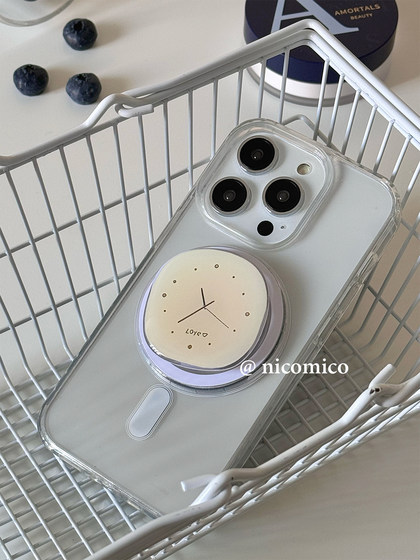Korean Ins 틈새 디자인 블로거 동일한 시계 Magsafe 자기 전화 에어백 스탠드 텔레 스코픽 사용 유형 Korean Ins 틈새 디자인 블로거 동일한 시계 Magsafe 자기 전화 에어백 스탠드 텔레 스코픽 사용 유형