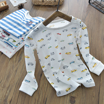 Childrens ultra-thin hollow mesh autumn clothes trousers set boys and girls thin home wear pajamas four seasons