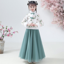 Children's Hanfu Winter Dress Girl's Cashmere Dress Ancient Dress Skirt Chinese New Year Tang Dress Fall Winter Girl's New Year Dress