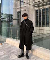 Woolen coat men's long loose autumn and winter windbreaker knee-high student coat trend 2021 new Korean version
