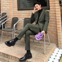English style Korean suit men's suit a set of slim ruffian handsome suit casual Korean fashion handsome student coat