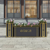 Outdoor flower box combination wrought iron stainless garden flower trough commercial street square road real estate sales department flower bed