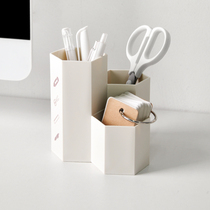Hexaprism brush barrel hexagonal combination pen holder student desktop storage box simple girl ins Wind Storage