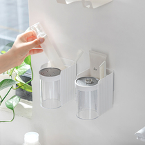 Student dormitory magnetic mouthwash cup holder non-perforated cup holder toothbrush holder white wall-mounted dental cylinder cup
