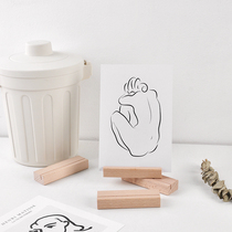 Korea ins simple style wooden card base creative solid wood desktop message clip postcard photo note clip