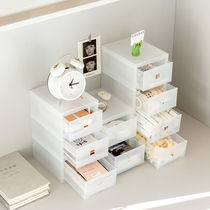 Japanese frosted transparent unprinted desktop cosmetics drawer storage box stationery brush sundries office storage cabinet