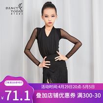 DT Latin Dance Practice Womens Autumn Winter New Latin Dance Suit Girls Dance Costumes Children Long Sleeves Play Out