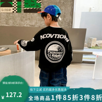 Boys sweatshirt early spring 2022 new children Spring Fried Street Long Sleeve T-shirt Hitting Bottom Big Boy Handsome Blouse