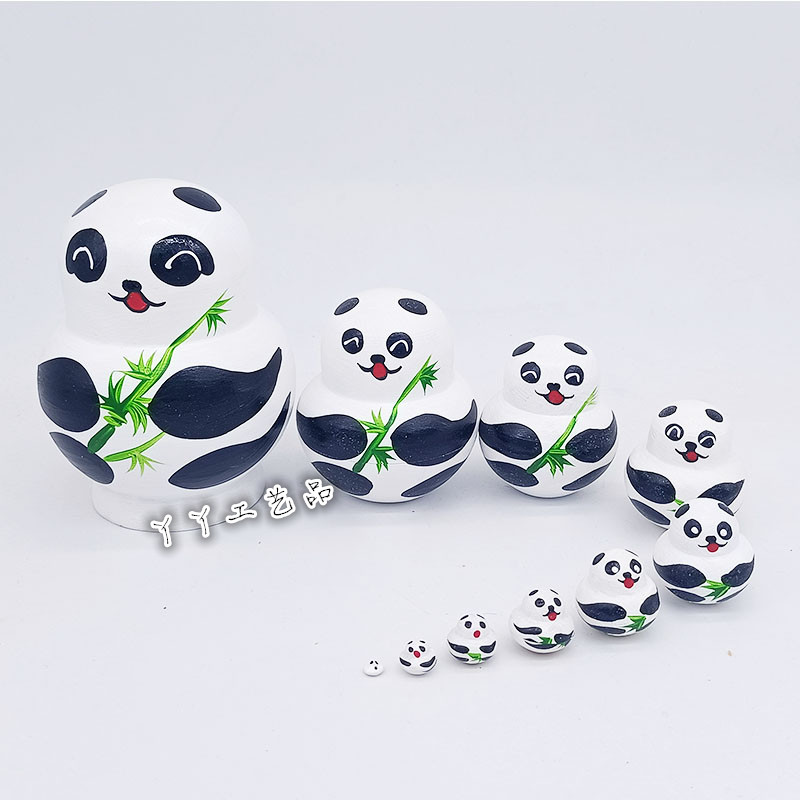 Ten layers of belly panda Russian doll wooden toy craft gift wishing Valentine's Day gift ornament