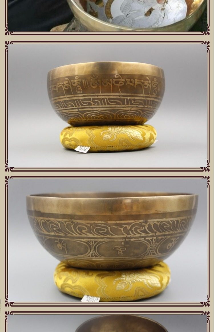 颂钵音疗 纯手工西藏佛音碗转经铜钵磬spa理疗钵盂瑜伽钵高档摆件