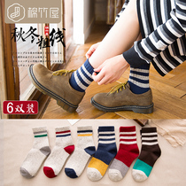  Winter socks womens autumn mid-tube socks tide cotton socks thickened warm Korean college style Japanese autumn and winter stockings