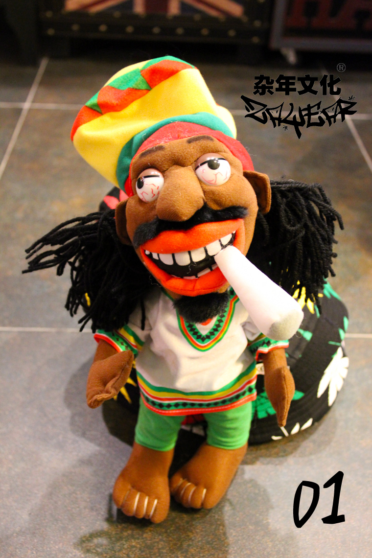 毛绒人形玩具rasta牙买加l雷鬼reggae红黄绿hiphop脏辫公仔玩偶