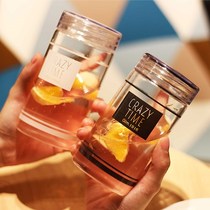 Glass Cups Advanced Sensation Han Prints schoolgirl Glass With Handcup Mens Tea Mug Cute Couple Little Fresh