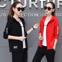 Leisure Sports Set Women 2021 New Fashion Korean Spring and Autumn Slim Three Piece Large Size Loose Running Clothes