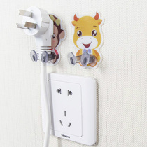 Cartoon viscose hanging power plug hook wire storage bracket Paste wall nail-free strong incognito sticky hook