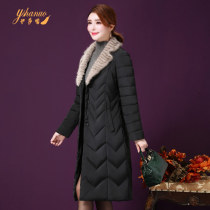 2018 New Mothers autumn mink fur collar slim down jacket womens long warm winter coat