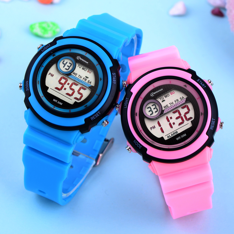 名瑞电子表男孩女孩防水可爱多功能数字表夜光闹钟小学生儿童手表