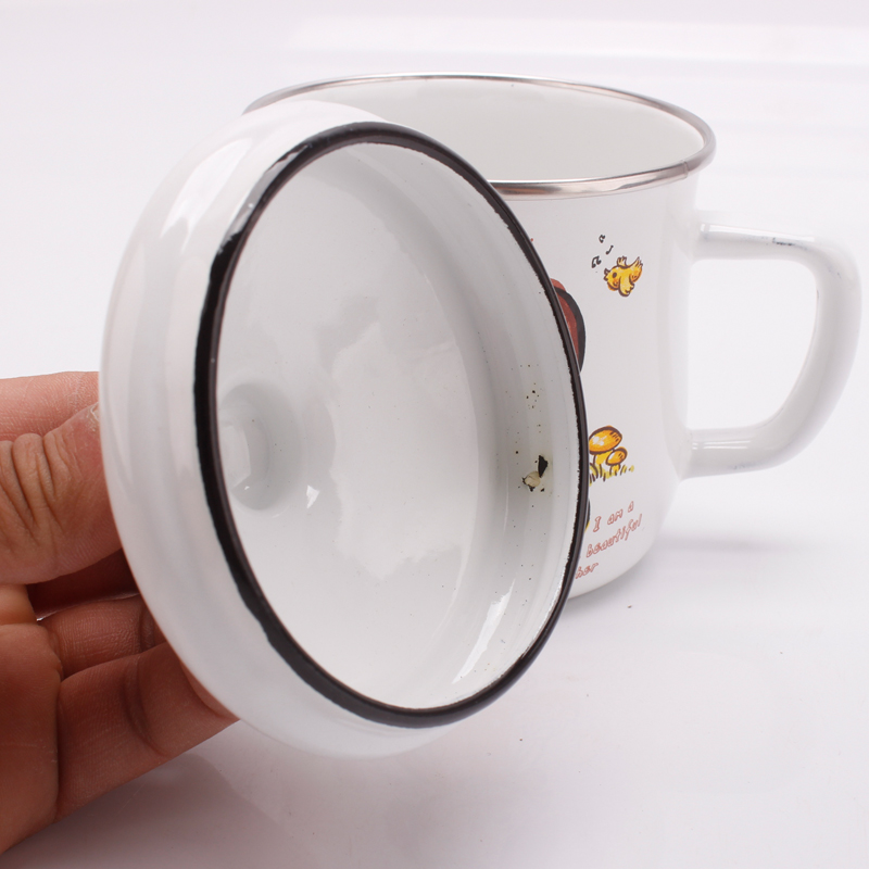 Cartoon difference freight risk 】 【 enamel cup children 's parent - child cup with cover glass cup of milk a cup of coffee cup students