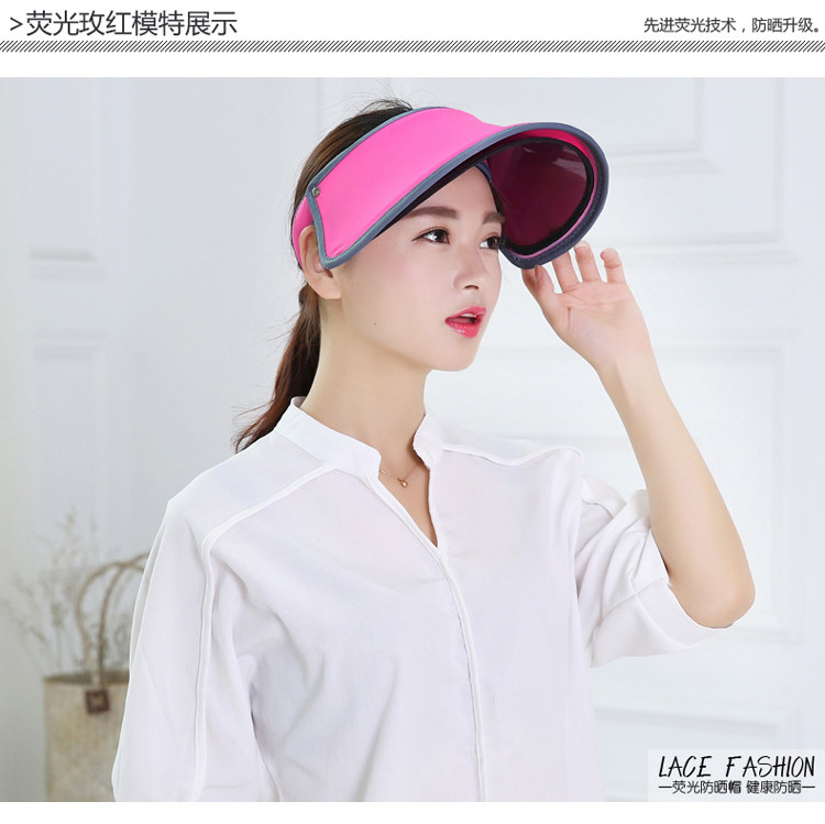 骑电动车遮阳帽伸缩太阳帽女双层镜片防晒帽夏