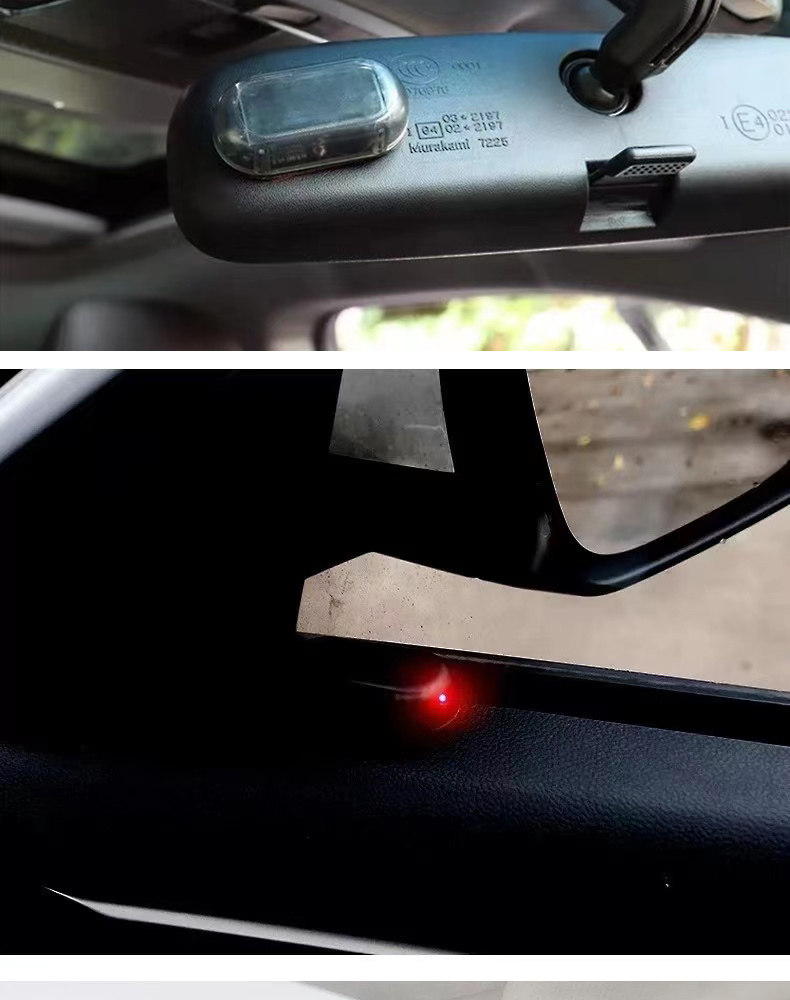 汽车防盗灯车内饰led灯免接线改装通用模拟防盗感应太阳能警示灯
