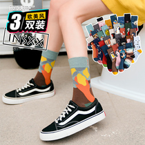 Socks Female couple stockings Harajuku street spring and autumn hip-hop sports skateboard mens middle tube Europe and the United States ins tide socks