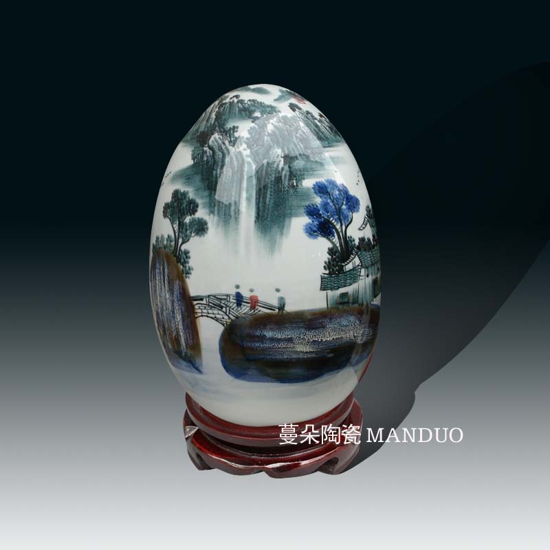 Jingdezhen blue and white porcelain hand - made an egg vase sitting room TV ark cabinet wall adornment bedroom vase