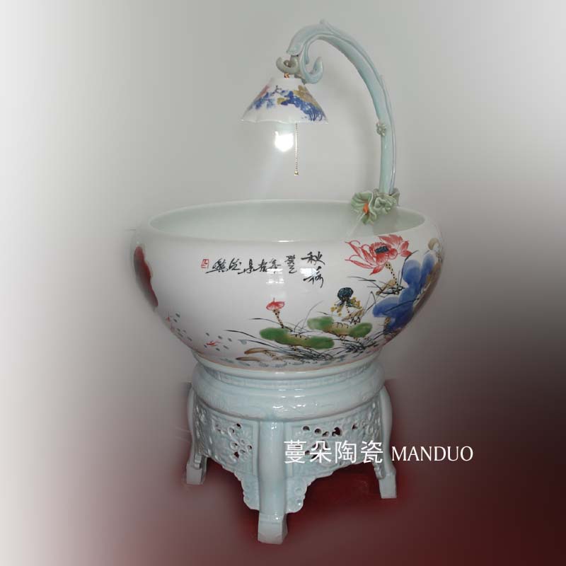 Jingdezhen version into fish goldfish goldfish version into gift porcelain porcelain cylinder cylinder cylinder fish lamp