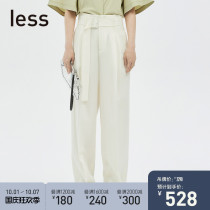 LESS wide leg pants spring new belt design loose comfortable high waist casual pants womens 29B310460