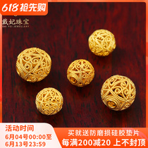 7 7 7 10mm18K gold hollowed-out pearl loose beads Nepal old gold ancient phargold accessories DIY bracelet handstring accessories